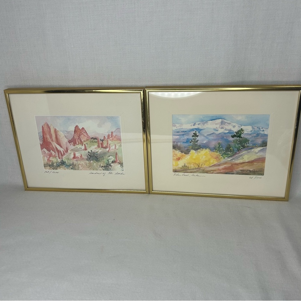 Lora Coley Framed & Numbered 8”x10”Landscape Watercolor Prints with Gold Frames